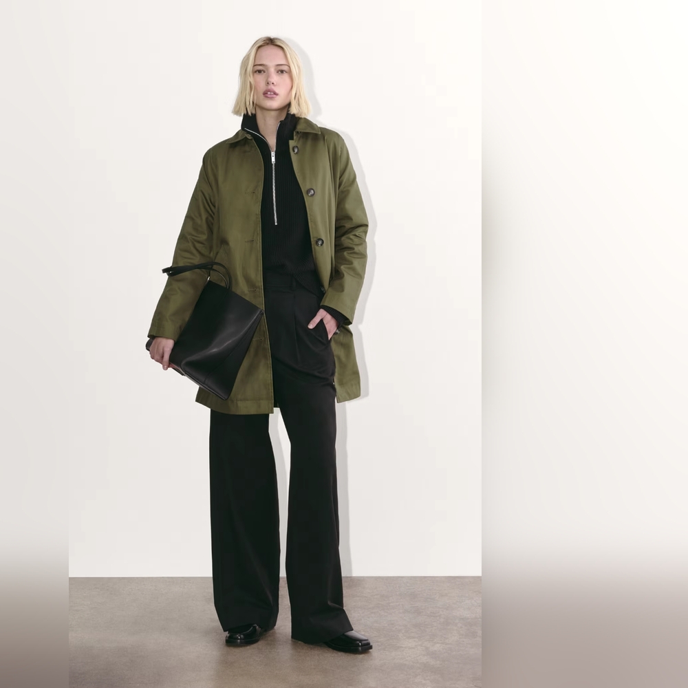 NWT! Everlane Trench Coat Mac Beech Khaki Green Size XXS
